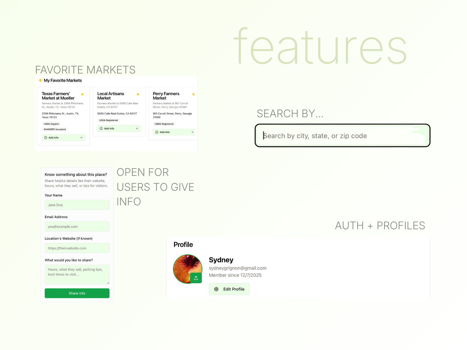 Local Greens map interface